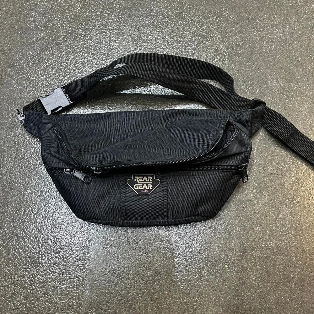 Vintage 90s Retro Style Rear Gear Black Fanny Pack Bum Bag Adjustable Waist